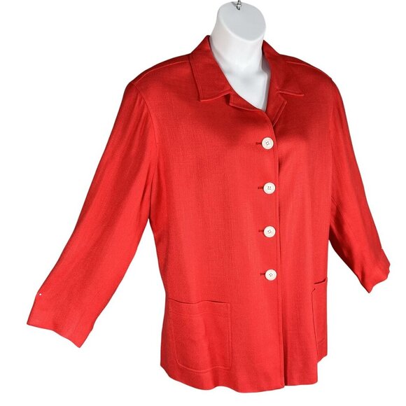 Susan Bristol NWT Womens 16W Red Button Down Blazer Jacket Pockets Career Office - Picture 5 of 16